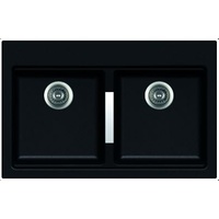 Ikon IK2844B 860mm x 500mm Black Double Sink